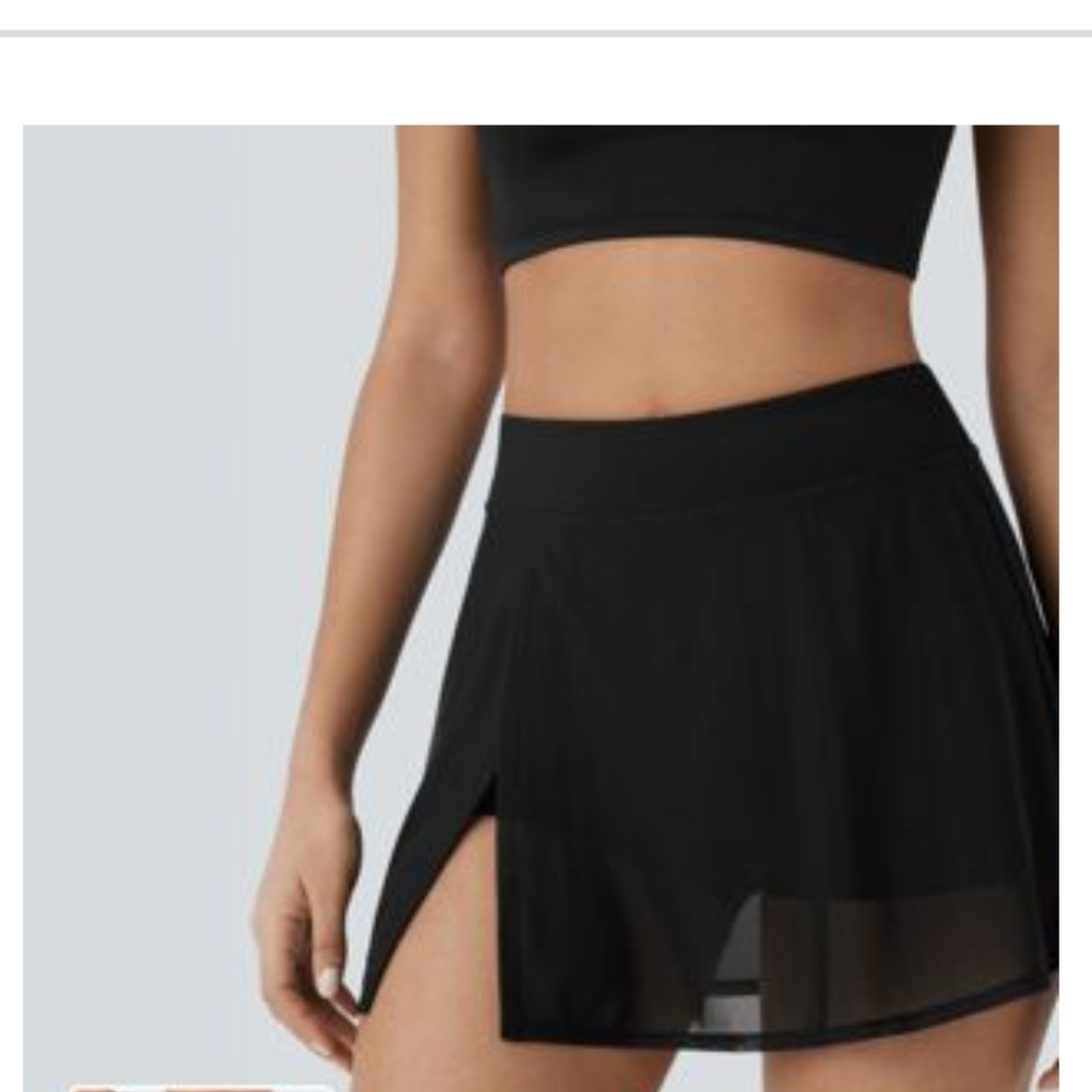 HALARA Black 2-in-1 Pocket Constrast Mini Yoga Skirt